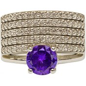 تصویر انگشتر نقره زنانه طرح رویال عیار۹۲۵ با سنگهای زیرکنیا - نقره ای(سفید) / ۵۰ / رنگ بنفش آماتیس Silver ring