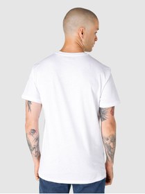 تصویر تی شرت سفید مردانه یقه دوچرخه مناسب به طور منظم طرح دار پوست آستین کوتاه T Shirt کولینز Colin’s 