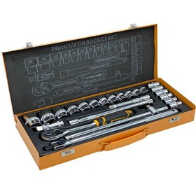 تصویر جعبه بکس ۲۴ پارچه دینگی / دینگشی “۱/۲ DINGQI 14001 DINGQI 14001 Ratchet Wrench And Sockets Set 24 PCS