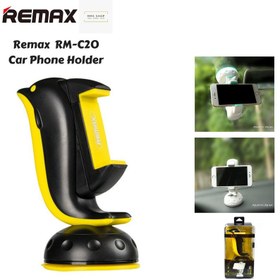 تصویر پایه نگهدارنده گوشی Remax مدل RM C20 Dolphin 360 Rotation - مشکی+زرد RM C20 Dolphin 360 Rotation