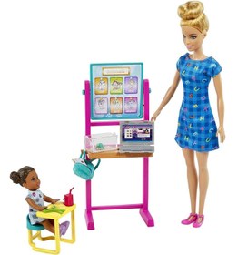 تصویر ست بازی عروسک معلم مهدکودک باربی برند mattel Barbie Kindergarten Teacher Doll Playset