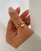 تصویر انگشتر ژوپینگ مدل 1664 آویز قلبی از ابکاری طلا 