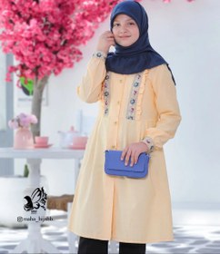 تصویر مانتو لینن نخ درین - لیمویی / ۲ 