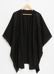 تصویر مانتو مجلسی تک مشکی مدل کیمینو 