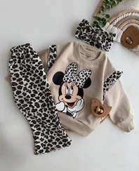 تصویر ست بلوز شلوار بچگانه طرح میکی موس سایز ۲ تا ۳ سال رنگ کرم 
