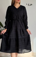 تصویر سرمه کالکشن - پیراهن خامه دوزی کمرگت دار 