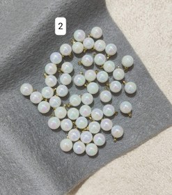 تصویر مروارید سنگی سایز8 حلقه دار جهت آویز کردن (۱۰ عددی) - ۲ 