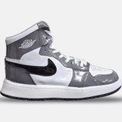 تصویر کفش جردن ساقدار طوسی سفید ورنی Air Jordan 1 Retro کد 293388 