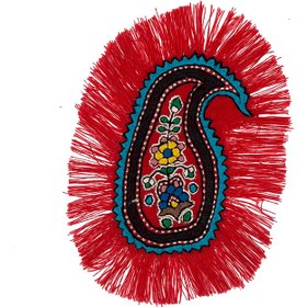 تصویر روميزی طرح بته جقه پته دوزی رنگ لاکی کدCI01 