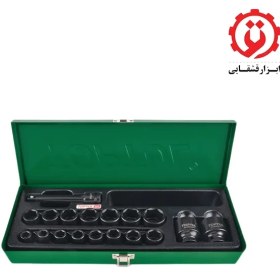 تصویر جعبه بکس 18پارچه درایو 1/2 اینچ 6پر مشکی(فشارقوی) تاپ تول TOPTUL کد GCAD1807 