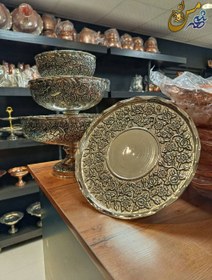 تصویر ست پذیرایی مسی کروم گل برجسته 