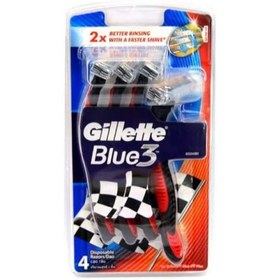 تصویر تیغ خود تراش ژیلت Gillette مدل Blue 3 سه لبه بسته 4 عددی (شطرنجی) 