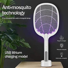 تصویر پشه کش راکتی شارژی دو کاره با پایه Mosquito killer Racket KLZ-918 