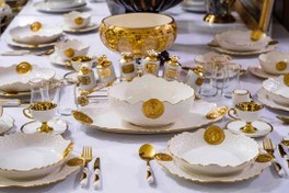 تصویر سرویس غذاخوری ورساچه مدل روشانا ۲۸ پارچه مناسب ۶ نفر 