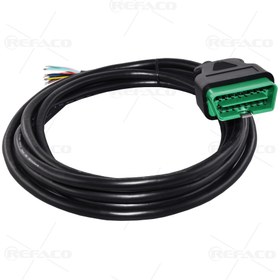 تصویر کابل 3متری او بی دی سبز REFACO OBDII OBDII CONNECTOR 16PIN MALE GREEN TO OPEN CABLE 3METER WITH METAL BLADE 