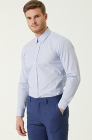 تصویر پیراهن مردانه برند نتورک ( NETWORK ) مدل پیراهن میکرو طرح دار Slim Fit Navy Blue White - کدمحصول 283439 