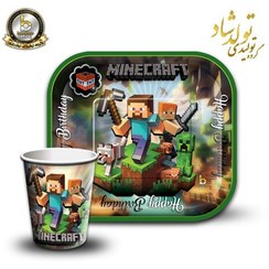 تصویر پیش دستی و لیوان تم ماینکرافت ( 10 نفره) 