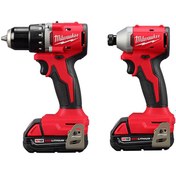 تصویر دریل شارژی و امپکت میلواکی مدل 3692-22CT Milwaukee 3692-22CT M18 18V Compact Brushless 2 Tool Drill/Driver Combo Kit