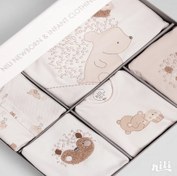 تصویر ست نوزادی نیلی ۱۳ تیکه طرح جوجه تیغی مناسب ۰ تا ۳ ماه 