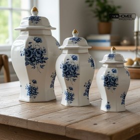 تصویر ست ۳ عددی جینجر جار سرامیکی مدل آلاله 