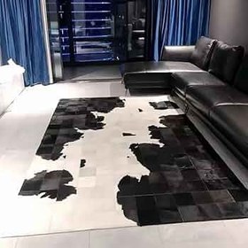 تصویر فرش پوست گاو patchwork cowhide rug