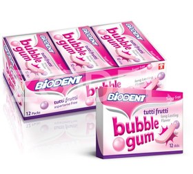 تصویر بایودنت - آدامس سری جدید بادکنکی توتی فروتی 12 بسته ای bubble gum biodent