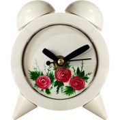 تصویر ساعت رومیزی نوستالژیک طرح گل سرخی 