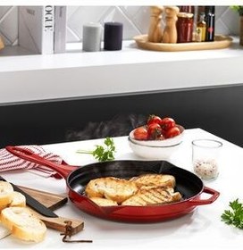 تصویر تابه GUSS CHEF CASTING ROUND GRILL PAN 28CM 1 PIECE RED Schafer 