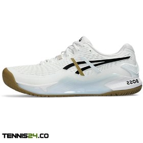 تصویر کفش تنیس مردانه اسیکس Asics Gel-Resolution 9 x Boss – سفید/قهوه ای Asics Gel-Resolution 9 Mens White Brown