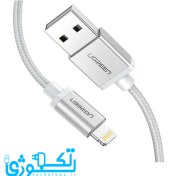 تصویر کابل شارژ و دیتا 2.4 آمپر لایتنینگ به USB 2.0 یوگرین مدل US199 سری 60161 