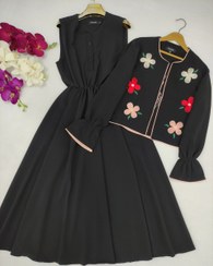 تصویر ست کت و سارافون با گلدوزی زیبا 