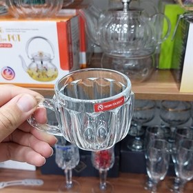 تصویر استکان دسته دار ایرانی کاملا شفاف، مناسب هدیه و چای و.. 