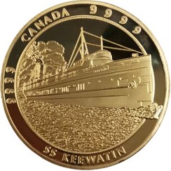 تصویر سکه یادبودی کشتی کواتین کانادا روکش طلا 