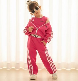 تصویر ست سه تکه سوییشرت شلوار و تاپ دخترانه 2 تا 6 سال 