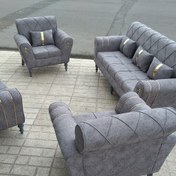 تصویر مبل راحتی ۷ نفره اسکارلت پایه چوبی و فلزی 