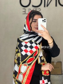 تصویر شال ابریشم FENDI قرمز مشکی کد2136 