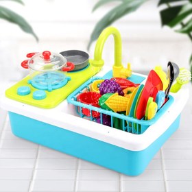 تصویر سینک ظرفشویی پمپاژ آب همراه اجاق گاز سایز بزرگ KITCHEN SINK TOY ITEM NO _ 35385