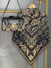 تصویر ست کیف و روسری زنانه طرح سنتی رنگ مشکی 