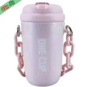 تصویر تراول ماگ سفری زنجیردار نی دار گنجایش 480 میلی لیتر travel mug one cup 480ml