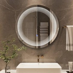 تصویر آینه بک لایت لمسی دایره‌ای مدل D117 طرح ۳بعدی - دایره D117