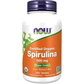 تصویر اسپیرولینا ناو 500 میلی گرم 200 عدد NOW Spirulina (اصل) 