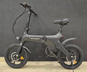 تصویر دوچرخه برقی تاشو الومنیومی WINNER مدل E bike رنگ مشکی باتری لیتیوم 