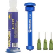 تصویر خمیر فلاکس سرنگی مکانیک مدل MECHANIC UV-559 حجم 10cc + سری سوزنی و ابزار پیشران فلزی مدل P08 