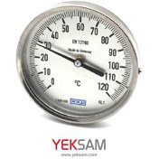 تصویر گیج دما صفحه ۱۰ سانت ۰ تا ۱۲۰ درجه اتصال از پشت غلاف 20 سانت ویکا گیج دما صفحه ۱۰ سانت تمام استیل ۰ تا ۱۲۰ درجه سانتیگراد اتصال از پشت طول غلاف 20 سانت ویکا THERMOMETER WIKA