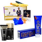 تصویر پکیج حجم دهنده و افزایش سایز کرم لارگو و ژل تیتان گلد و تورنادو طلایی 