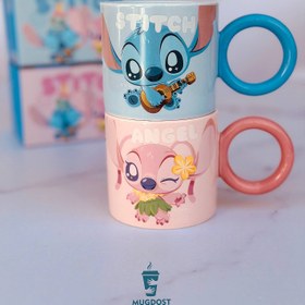 تصویر ماگ دسته گرد استیچ و انجل 