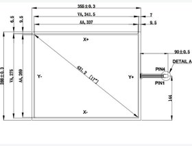 تصویر تاچ اسکرین مقاومتی 17 اینچ 5 وایر همراه برد تاچ و کابل TouchScreen 17" Resistive Touch with Driver and Cable