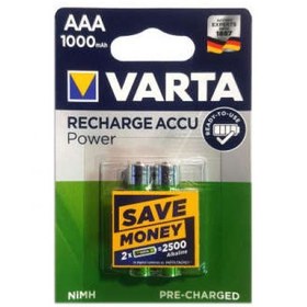 تصویر باتری نیم قلمی قابل شارژ وارتا (Varta) مدل ACCU power Ready-to-use 1000 بسته 2 عددی باتری باتری باتری نیم قلمی وارتا نیکل – متال هیدرید 1.2 2 مدل باتری نیم قلمی قابل شارژ وارتا (Varta) مدل ACCU power Ready-to-use 1000 بسته 2 عددی