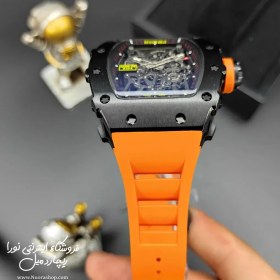 تصویر ساعت ریچارد میل RM 35-02 قاب استیل مشکی بند نارنجی ساعت مچی ریچارد میل (Richard mille)