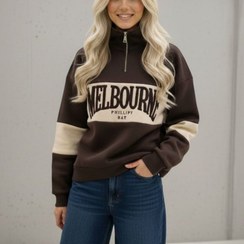 تصویر دورس نیم زیپ قهوه ای ترک زنانه Pd۸۲ 